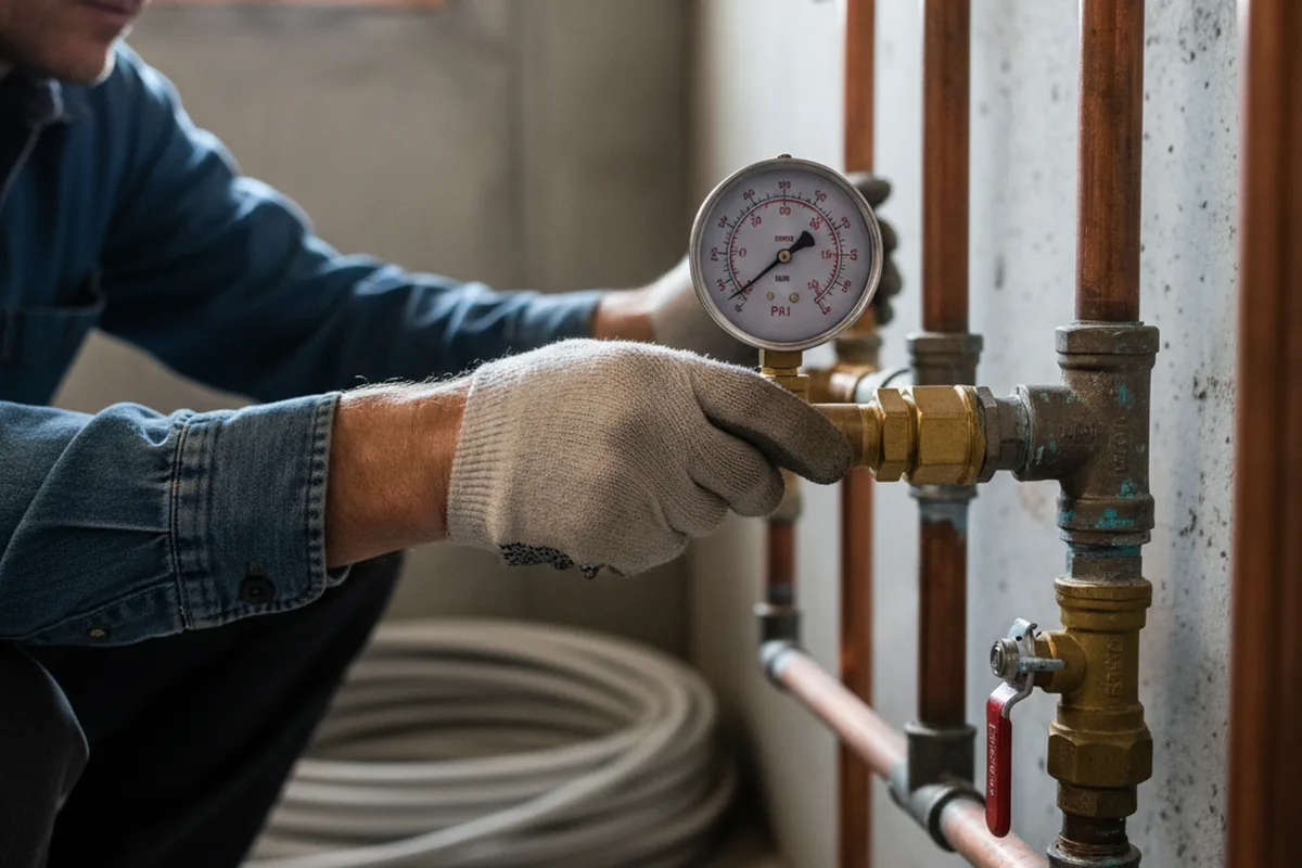 Pressure testing a repaired line during Water Line Repair in Mohegan Lake